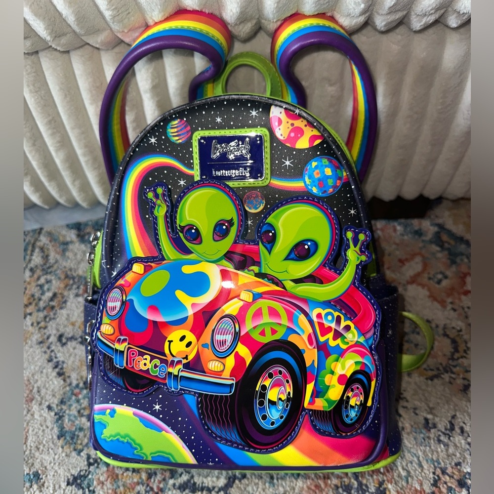 Loungefly x Lisa Frank Alien Zoomer & Zorbit Mini Backpack 🛸 | Rainbow Print
